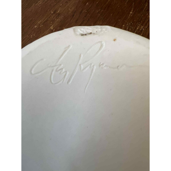 Signed Studio Pottery Owl Mug Blue & White Clay Ryman/Rymer? Lotus Mark Handmade - Picture 6 of 6